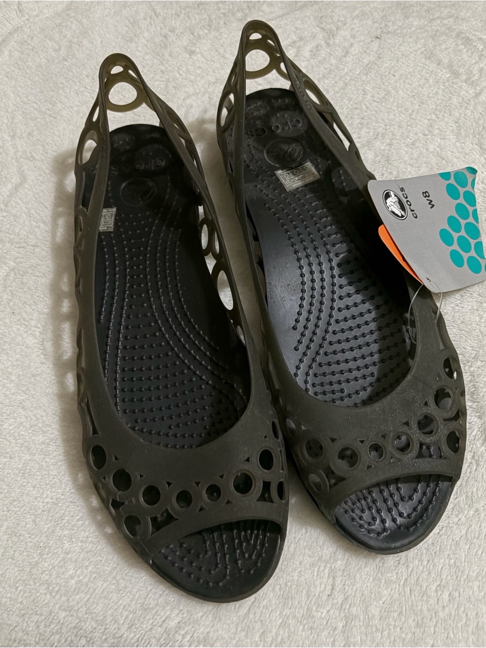 Crocs Adrina flat Women’s Brown Slip-On Jelly shoes Sz W 8 - Picture 2 of 6